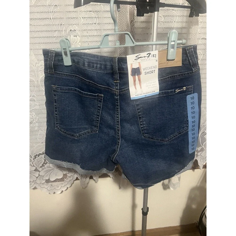 Seven7 Weekend Short Cut Off Denim Cuffed Blue Denim Women's Size 10 Shorts